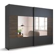 Rauch Barea 226cm 2 Door Mirror Sliding Wardrobe - Metallic Grey and Atlantic Dark Oak