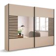 Rauch Barea 271cm 2 Door Mirror Sliding Wardrobe - Champagne and Atlantic Dark Oak