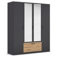 Rauch Bari 181cm 4 Door Combi Wardrobe - Metallic Grey and Artisan Oak