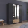 Rauch Bari 181cm 4 Door Combi Wardrobe - Metallic Grey and Artisan Oak