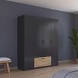 Rauch Bari 181cm 4 Door Wardrobe - Metallic Grey and Artisan Oak