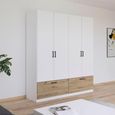 Rauch Bari 181cm 4 Door Wardrobe with Drawers - Alpine White and Artisan Oak