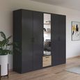 Rauch Bari 226cm 5 Door Combi Wardrobe - Metallic Grey and Artisan Oak