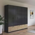 Rauch Bari 226cm 5 Door Wardrobe with Drawers - Metallic Grey and Artisan Oak