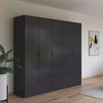 Rauch Bari 226cm 5 Door Wardrobe with Drawers - Metallic Grey