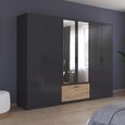 Rauch Bari 271cm 6 Door Combi Wardrobe - Metallic Grey and Artisan Oak