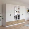 Bari Wardrobe - 271cm - 6 Door - Combi - 3 Drawer - Alpine White & Artisan Oak