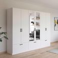 Bari Wardrobe - 271cm - 6 Door - Combi - 3 Drawer - Alpine White