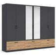 Bari Wardrobe - 271cm - 6 Door - Combi - 3 Drawer - Metallic Grey & Artisan Oak