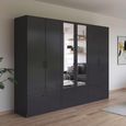 Bari Wardrobe - 271cm - 6 Door - Combi - 3 Drawer - Metallic Grey