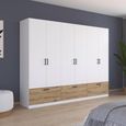 Rauch Bari 271cm 6 Door Wardrobe with Drawers - Alpine White and Artisan Oak