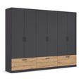 Rauch Bari 271cm 6 Door Wardrobe with Drawers - Metallic Grey and Artisan Oak