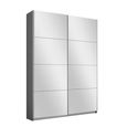 Rauch Belluno 136cm 2 Door Sliding Mirrored Wardrobe - Metallic Dark Grey