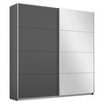 Rauch Belluno 181cm 2 Door Sliding Wardrobe with Mirror - Metallic Dark Grey