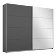 Rauch Belluno 226cm 2 Door Sliding Wardrobe with Mirror - Metallic Dark Grey