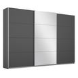 Rauch Belluno 271cm 3 Door Sliding Wardrobe with Mirror - Metallic Dark Grey