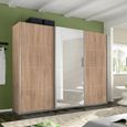Rauch Belluno 271cm 3 Door Sliding Wardrobe with Mirror - Sonoma Oak