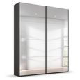 Beluga Extra Sliding Wardrobe - 137cm - 2 Door - Mirrored - Graphite