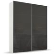 Rauch Beluga Extra 137cm 2 Door Sliding Wardrobe - Alpine White and Basalt Glass