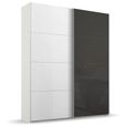 Beluga Extra Sliding Wardrobe - 137cm - 2 Door - Alpine White & Basalt Glass Front