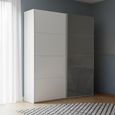 Beluga Extra Sliding Wardrobe - 137cm - 2 Door - Alpine White & Basalt Glass Front