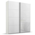 Beluga Extra Sliding Wardrobe - 137cm - 2 Door - Alpine White & White Glass Front