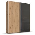 Beluga Extra Sliding Wardrobe - 137cm - 2 Door - Artisan Oak & Basalt Glass Front