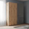 Beluga Extra Sliding Wardrobe - 137cm - 2 Door - Artisan Oak & Basalt Glass Front