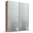 Rauch Beluga Extra 137cm 2 Door Sliding Wardrobe - Artisan Oak and Silk Grey Glass