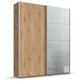 Beluga Extra Sliding Wardrobe - 137cm - 2 Door - Artisan Oak & Silk Grey Glass Front