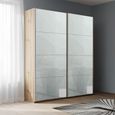 Rauch Beluga Extra 137cm 2 Door Sliding Wardrobe - Artisan Oak and Silk Grey Glass