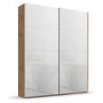 Rauch Beluga Extra 137cm 2 Door Sliding Wardrobe - Artisan Oak and White Glass