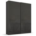 Rauch Beluga Extra 137cm 2 Door Sliding Wardrobe - Graphite and Basalt Glass