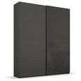 Beluga Extra Sliding Wardrobe - 137cm - 2 Door - Graphite & Basalt Glass Front
