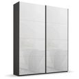 Rauch Beluga Extra 137cm 2 Door Sliding Wardrobe - Graphite and White Glass