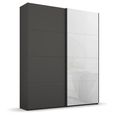 Beluga Extra Sliding Wardrobe - 137cm - 2 Door - Graphite & White Glass Front