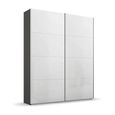 Beluga Extra Sliding Wardrobe - 137cm - 2 Door - Graphite & White High Gloss