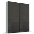 Rauch Beluga Extra 137cm 2 Door Sliding Wardrobe - Silk Grey and Basalt Glass