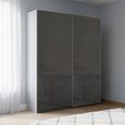 Rauch Beluga Extra 137cm 2 Door Sliding Wardrobe - Silk Grey and Basalt Glass