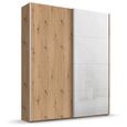 Beluga Extra Sliding Wardrobe - 137cm - 2 Door - White High Gloss & Artisan Oak Front