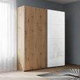 Beluga Extra Sliding Wardrobe - 137cm - 2 Door - White High Gloss & Artisan Oak Front