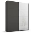 Beluga Extra Sliding Wardrobe - 137cm - 2 Door - White High Gloss & Graphite Front