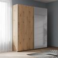 Rauch Beluga Extra 137cm 2 Door Sliding Wardrobe with Grey Mirror - Artisan Oak