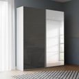 Beluga Extra Sliding Wardrobe - 137cm - 2 Door - Mirror - Alpine White & Basalt Glass