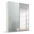 Beluga Extra Sliding Wardrobe - 137cm - 2 Door - Mirror - Alpine White & Silk Grey Glass