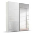 Beluga Extra Sliding Wardrobe - 137cm - 2 Door - Mirror - Alpine White & White Glass