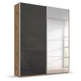 Beluga Extra Sliding Wardrobe - 137cm - 2 Door - Mirror - Artisan Oak & Basalt Glass