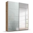 Beluga Extra Sliding Wardrobe - 137cm - 2 Door - Mirror - Artisan Oak & Silk Grey Glass