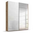 Beluga Extra Sliding Wardrobe - 137cm - 2 Door - Mirror - Artisan Oak & White Glass