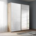 Beluga Extra Sliding Wardrobe - 137cm - 2 Door - Mirror - Artisan Oak & White Glass